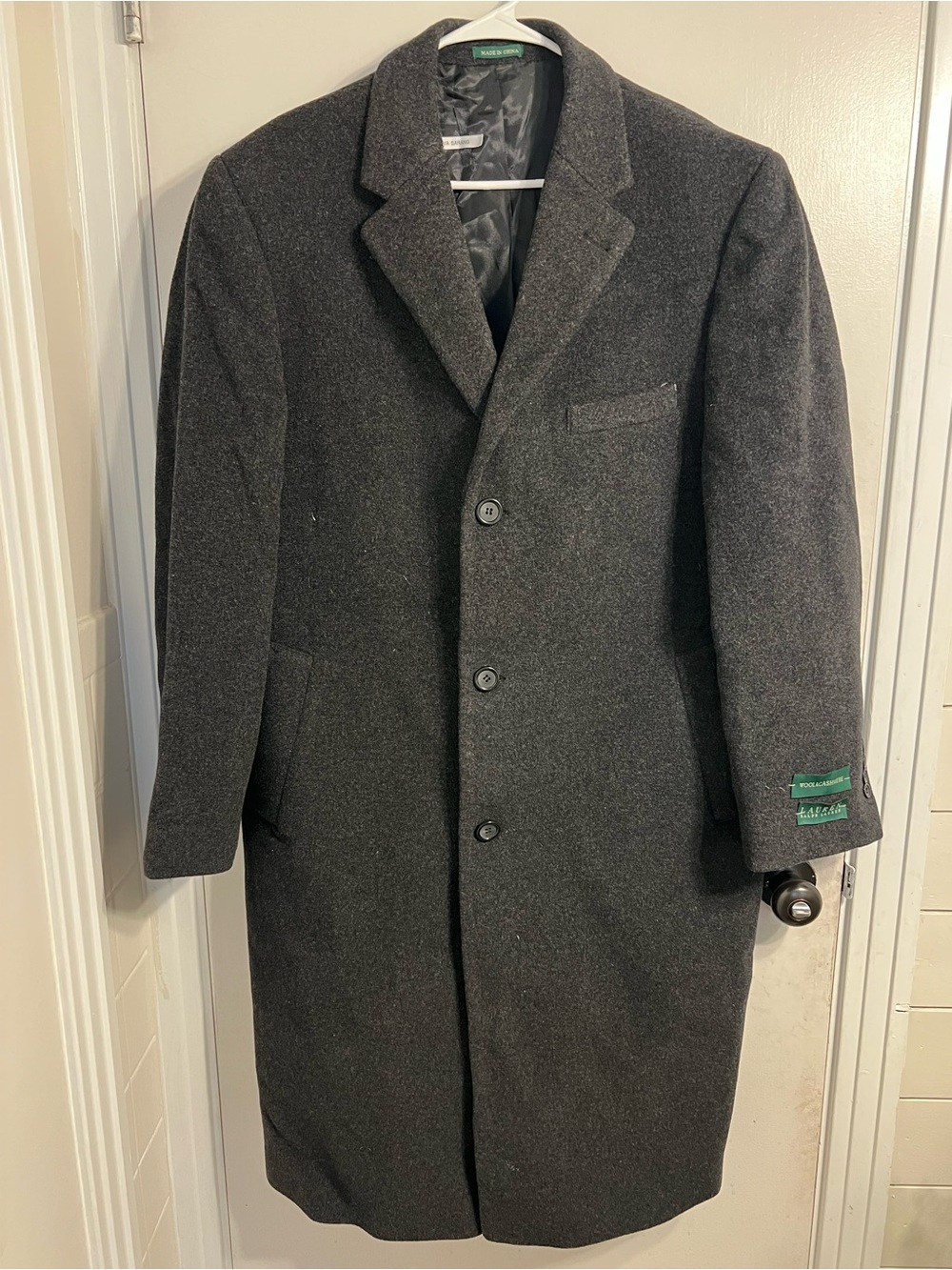 Men's Ralph Lauren Dark Charcoal Wool Blend Overcoat - Single-Breasted Coat